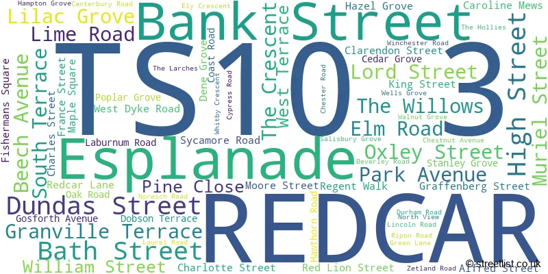 A word cloud for the TS10 3 postcode